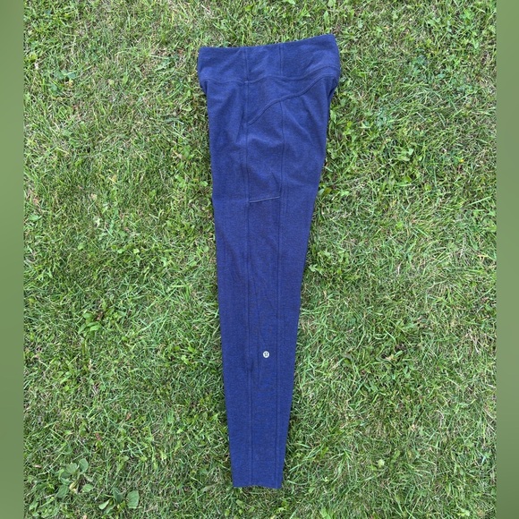 Lululemon Run On Joggers Womens Size 2 Blue Heathered Zip Pocket Leggings - Picture 1 of 7